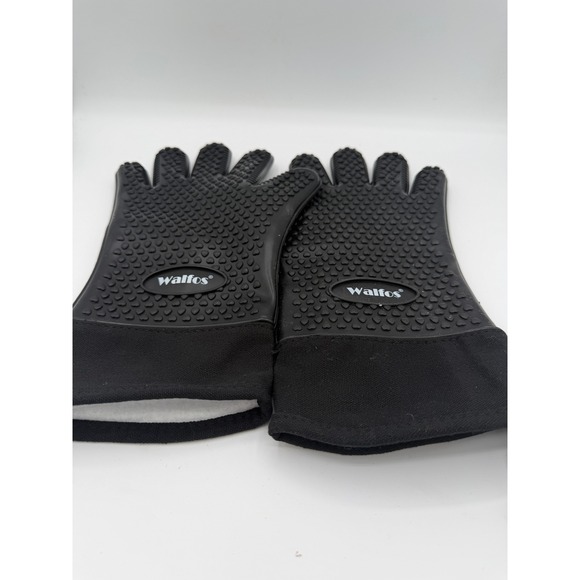 Walfos Other - Silicone Oven Mitts Heat Resistant BBQ Grilling Gloves Black Quilted Lining